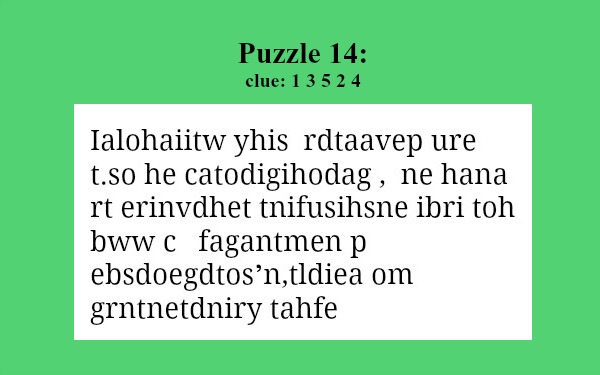 Puzzle 14: This columnar transposition cipher will inspire you